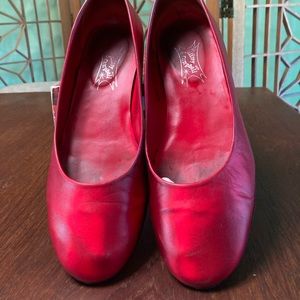 Jeffrey Campbell iridescent metallic red flat